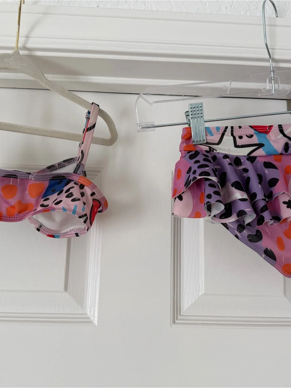 Lola + The Boys Multicolor Ruffle Two-Piece Swimsuit - Purple, Pink, Red, Blue